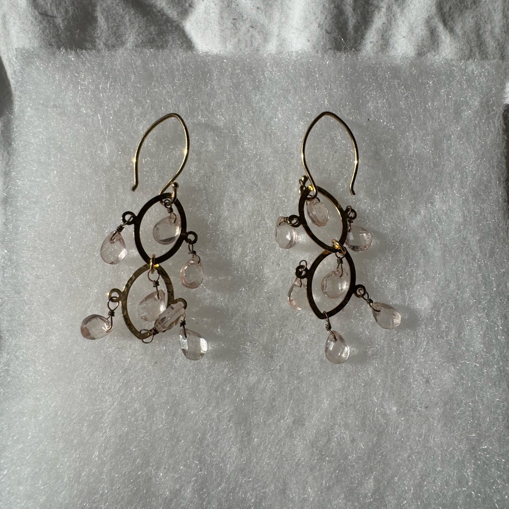 Elegant Gold and Pink Dangle Earrings